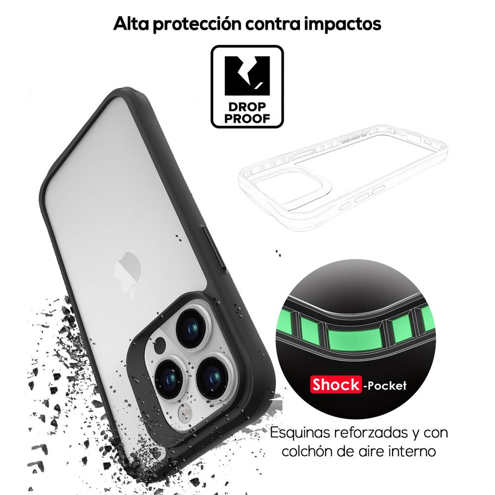 Foto 8 pulgar | Funda Tekku Combat Para Iphone 15 Pro Max Negra Transparente
