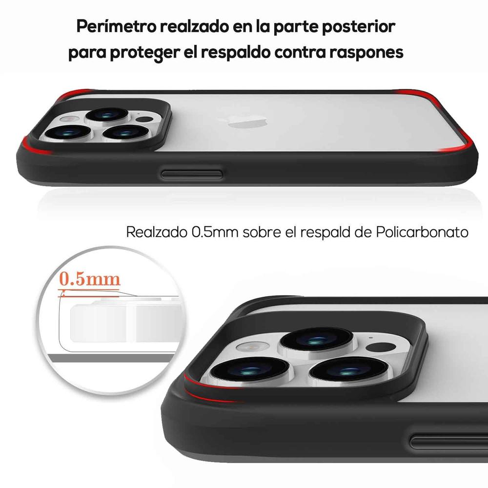 Foto 9 pulgar | Funda Tekku Combat Para Iphone 15 Pro Max Negra Transparente