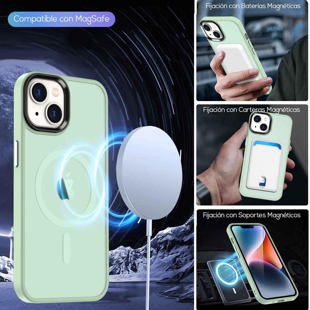 Foto 4 pulgar | Funda Tekku Matte Style Para Iphone 15 Trans Verde Compatible Con Magsafe