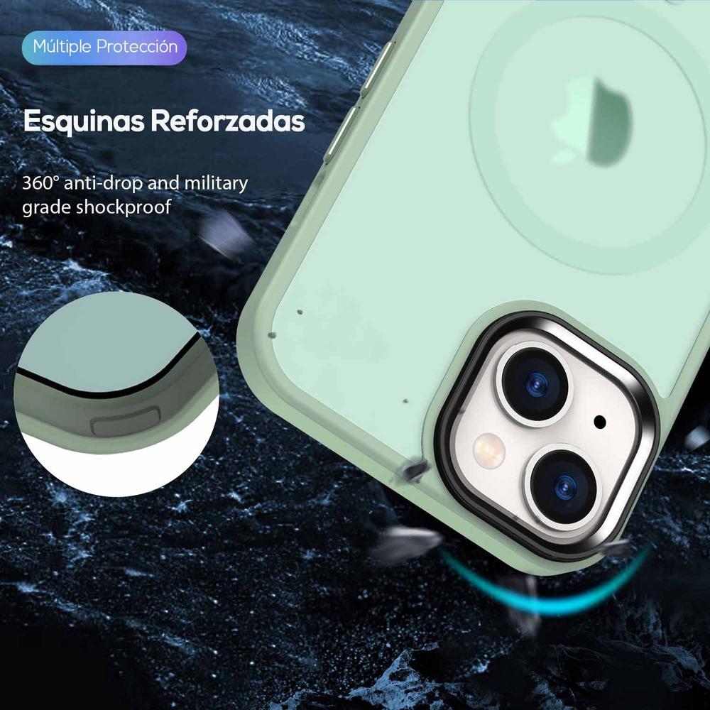 Foto 5 pulgar | Funda Tekku Matte Style Para Iphone 15 Trans Verde Compatible Con Magsafe