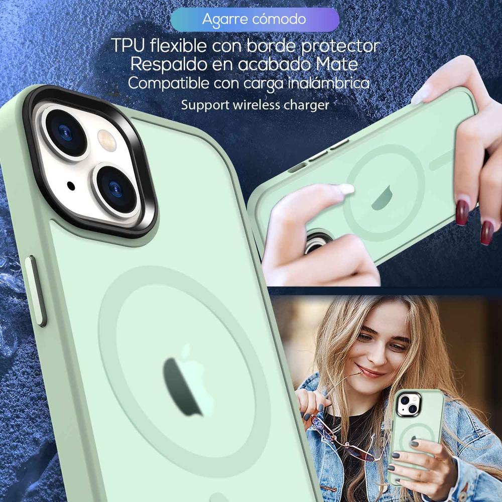 Foto 7 pulgar | Funda Tekku Matte Style Para Iphone 15 Trans Verde Compatible Con Magsafe