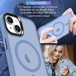 Foto 5 | Funda Tekku Matte Style Para Iphone 15 Trans Azul Compatible Con Magsafe