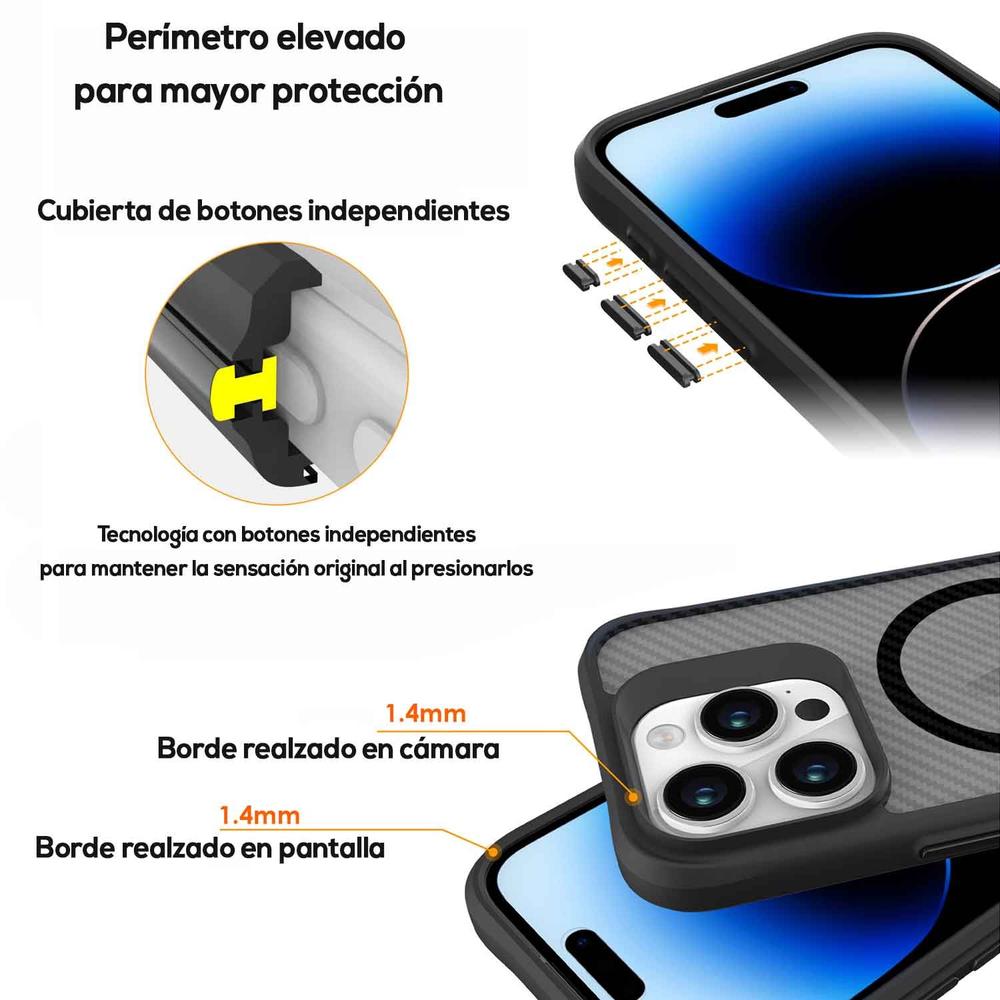 Foto 7 | Funda Tekku Combat Carbon Para Iphone 15 Pro Max Negra Compatible Con Magsafe