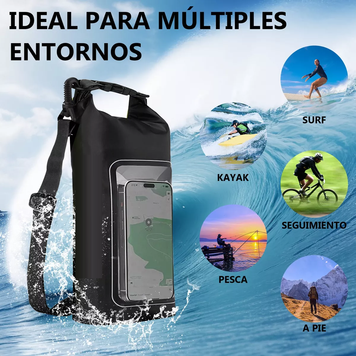Foto 3 | Bolsa Impermeable De Playa Para Móvil Eo Safe Imports Esi-13871 Negro
