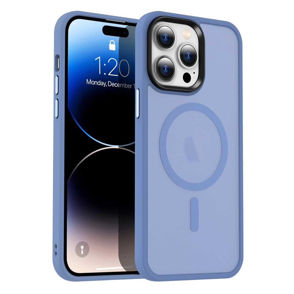 Foto 2 pulgar | Funda Tekku Matte Style Para Iphone 15 Pro Max Trans Azul Compatible Con Magsafe