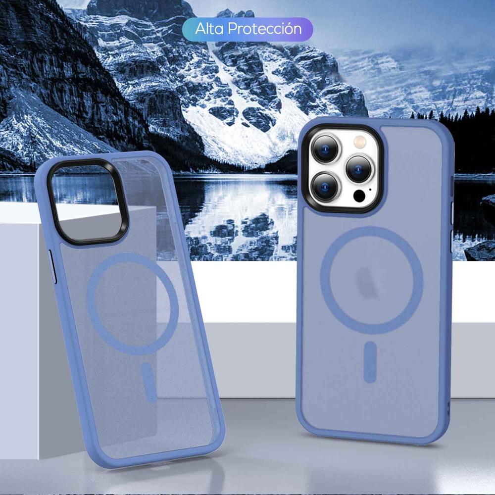 Foto 3 pulgar | Funda Tekku Matte Style Para Iphone 15 Pro Max Trans Azul Compatible Con Magsafe