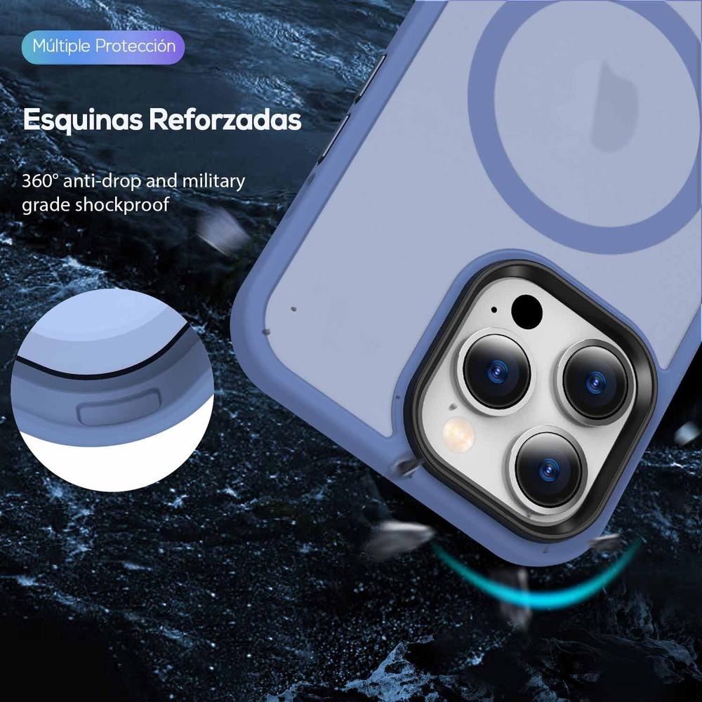 Foto 4 pulgar | Funda Tekku Matte Style Para Iphone 15 Pro Max Trans Azul Compatible Con Magsafe