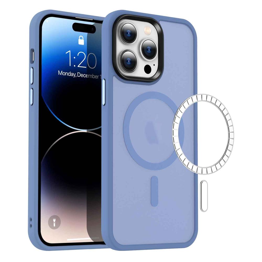 Foto 8 pulgar | Funda Tekku Matte Style Para Iphone 15 Pro Max Trans Azul Compatible Con Magsafe