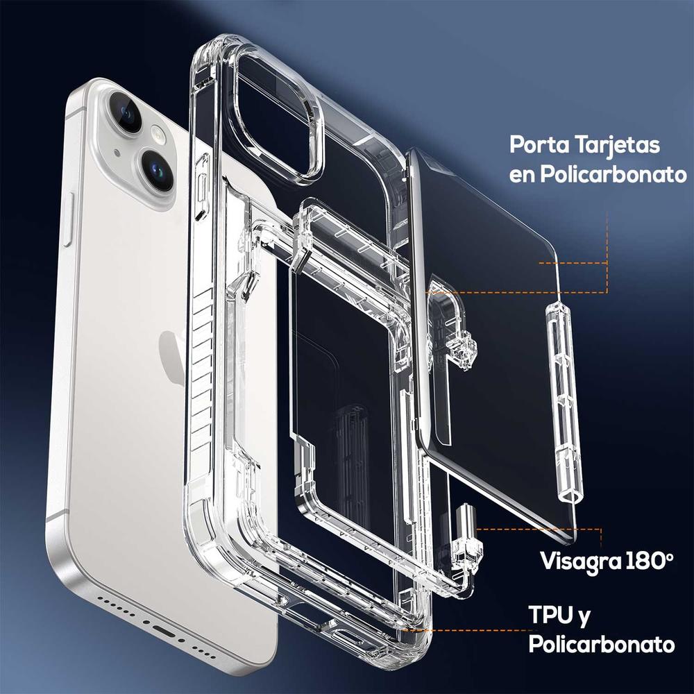 Foto 8 pulgar | Funda Tekku Tpu Tarjetero Para Iphone 15 Transparente