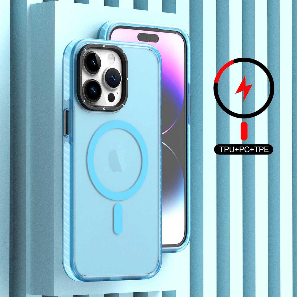 Foto 5 pulgar | Funda Tekku Matte Color Para Iphone 15 Pro Max Trans Azul Compatible Con Magsafe