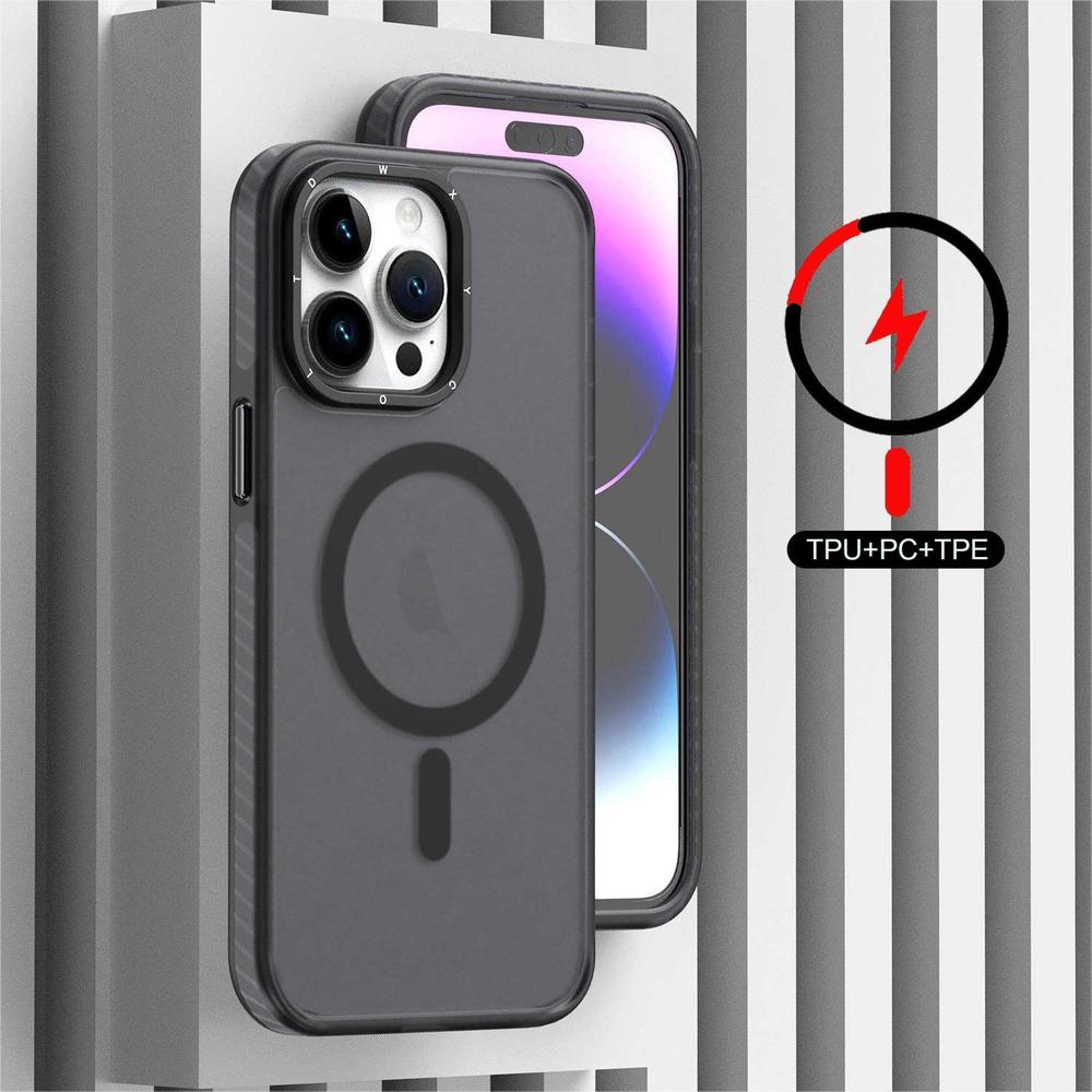 Foto 5 pulgar | Funda Tekku Matte Color Para Iphone 15 Pro Trans Negra Compatible Con Magsafe