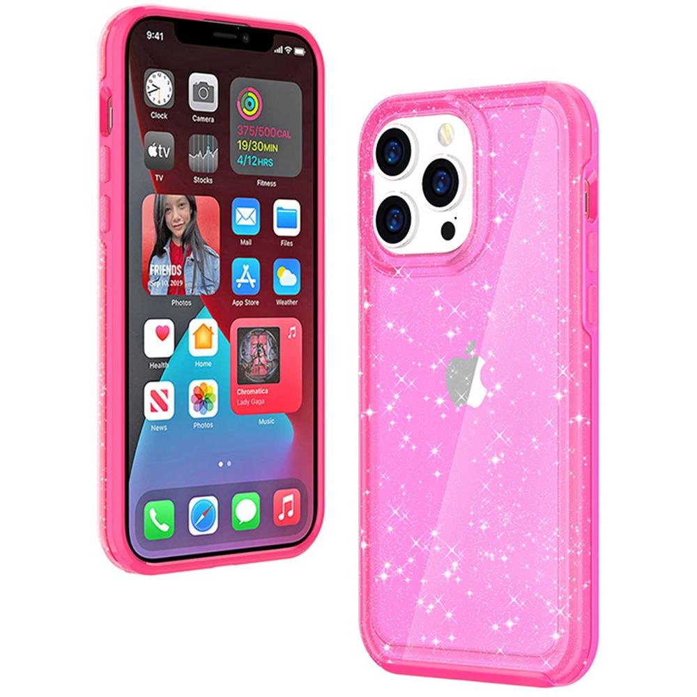Foto 5 pulgar | Funda Tekku Brillos Rigida Pc Para Iphone 15 Pro Max Rosa Glitter