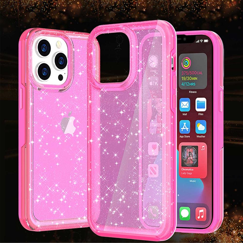 Foto 6 pulgar | Funda Tekku Brillos Rigida Pc Para Iphone 15 Pro Max Rosa Glitter