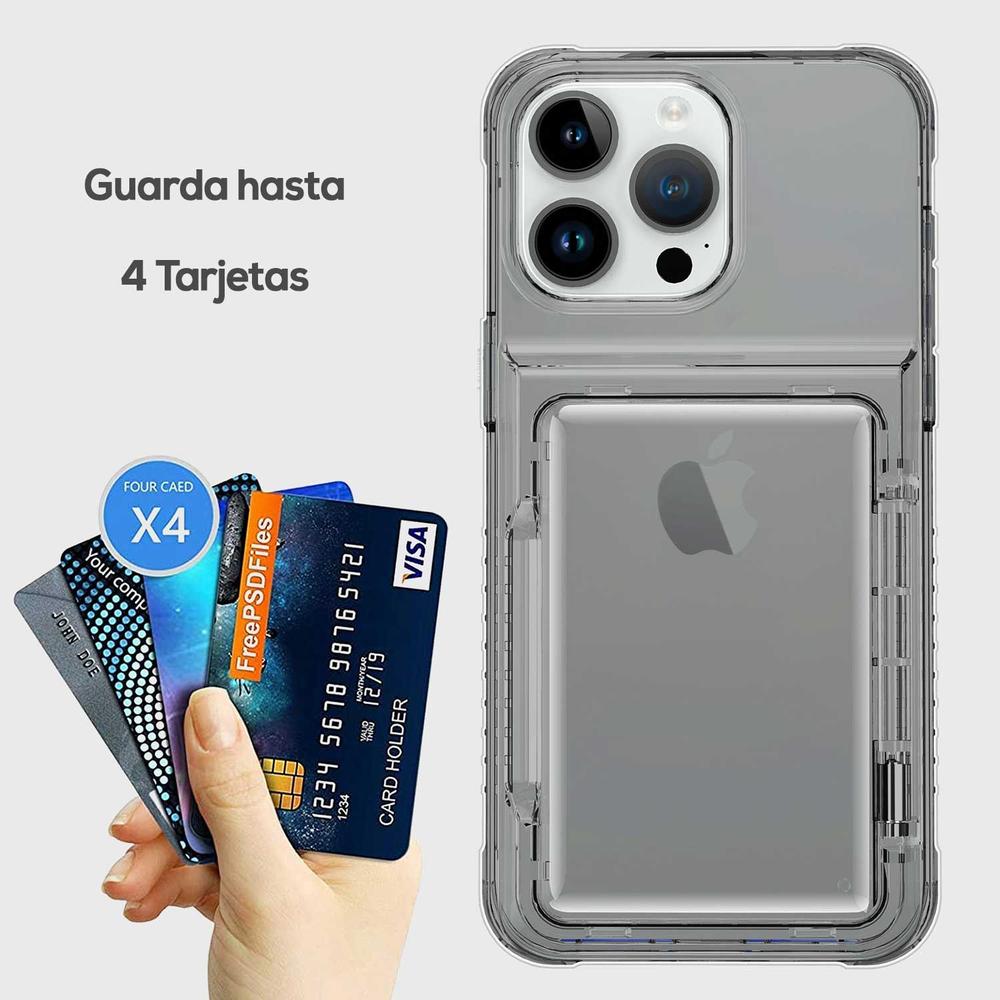Foto 4 pulgar | Funda Tekku Tpu Tarjetero Para Iphone 15 Pro Humo