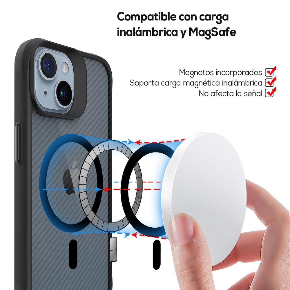 Foto 5 | Funda Tekku Combat Carbon Para Iphone 15 Negra Compatible Con Magsafe
