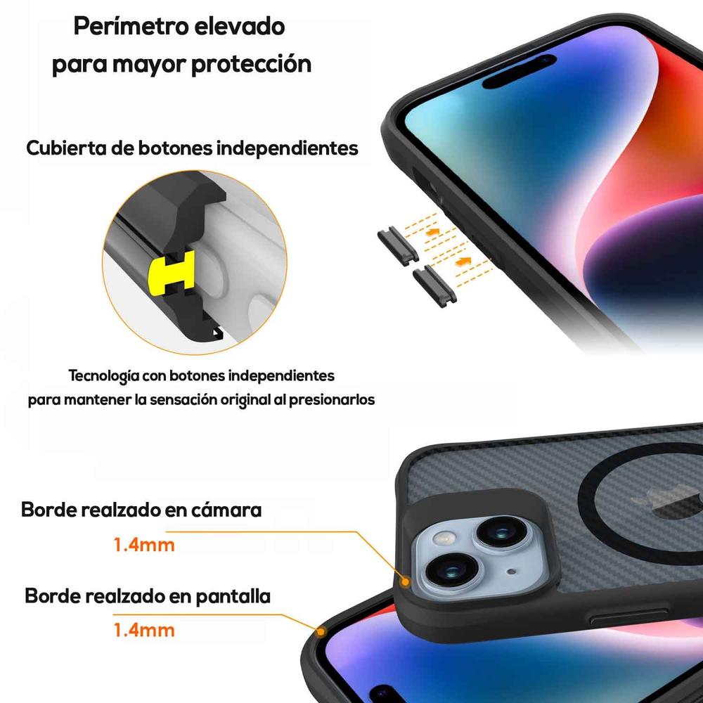 Foto 7 pulgar | Funda Tekku Combat Carbon Para Iphone 15 Negra Compatible Con Magsafe