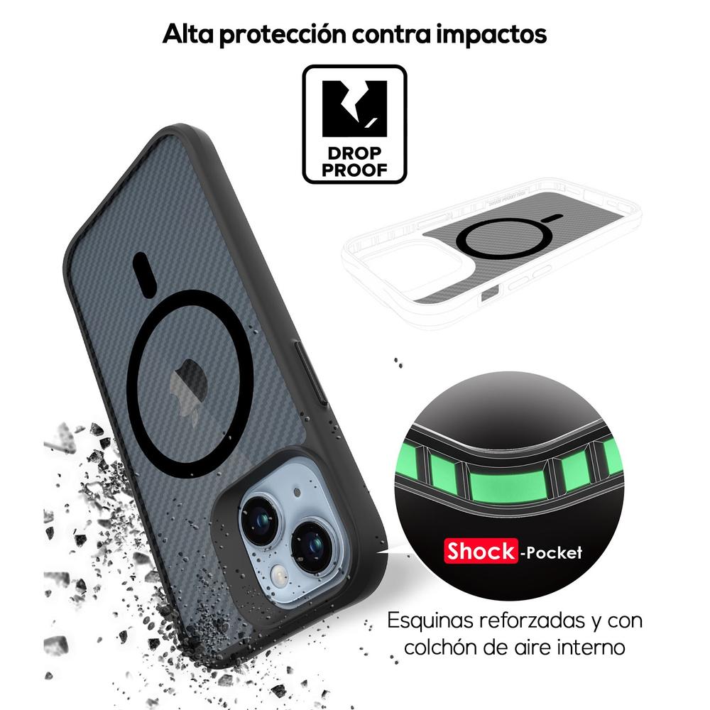 Foto 8 | Funda Tekku Combat Carbon Para Iphone 15 Negra Compatible Con Magsafe