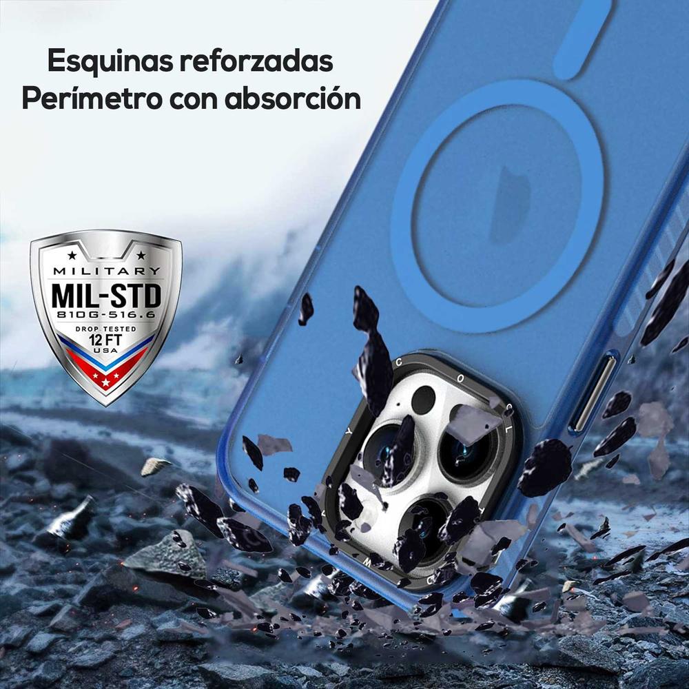 Foto 4 pulgar | Funda Tekku Matte Color Para Iphone 15 Pro Max Trans Azul Compatible Con Magsafe