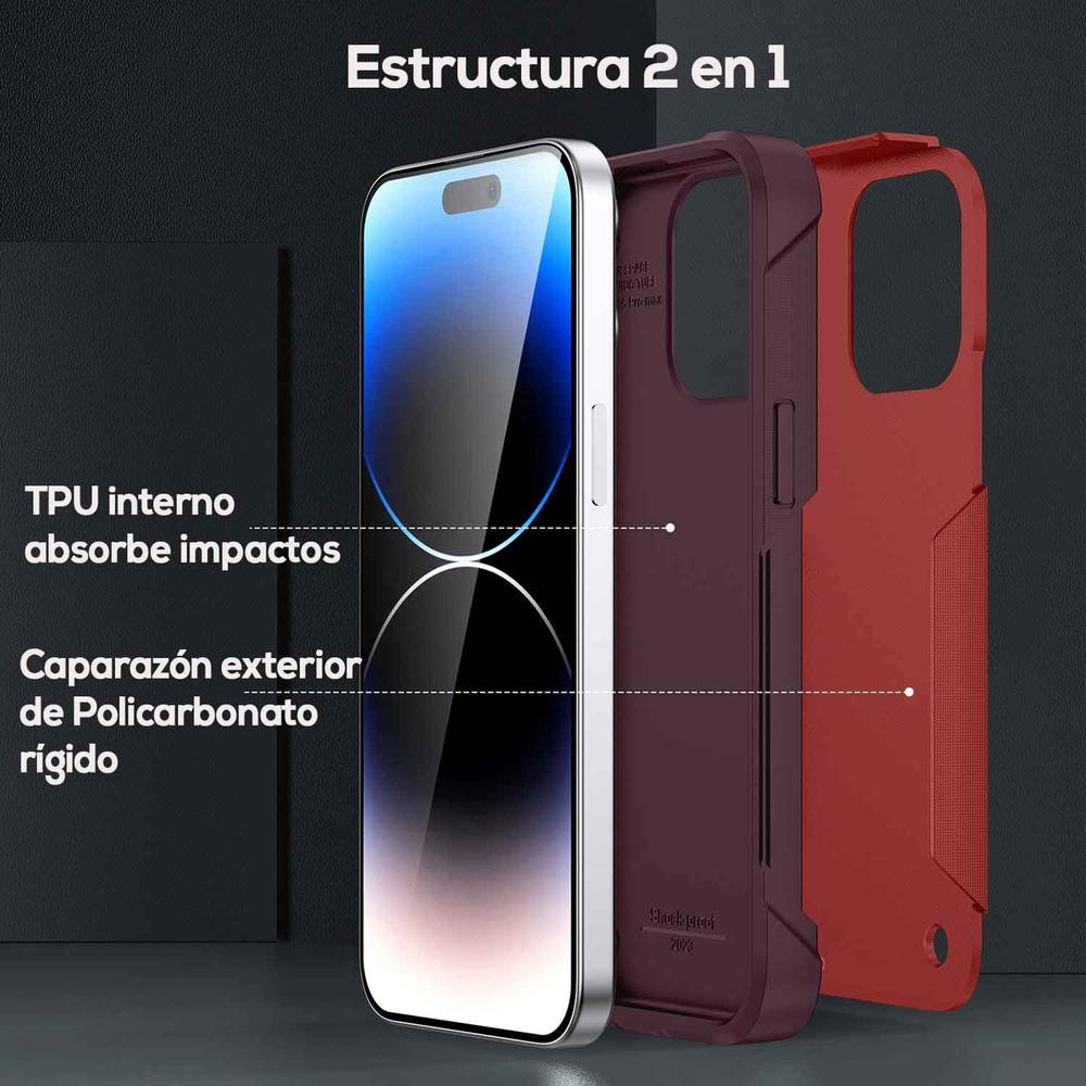 Foto 3 pulgar | Funda Tekku Tough Cover Para Iphone 15 Pro Roja