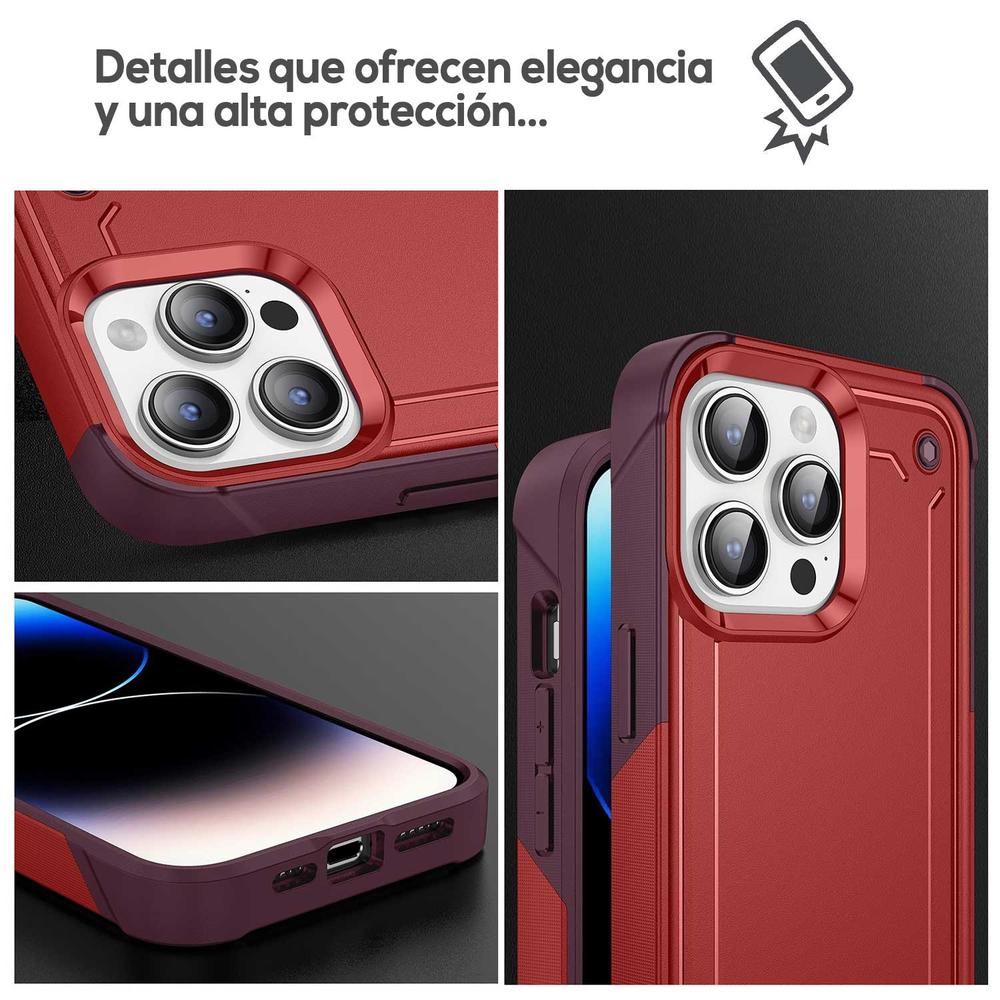 Foto 4 pulgar | Funda Tekku Tough Cover Para Iphone 15 Pro Roja