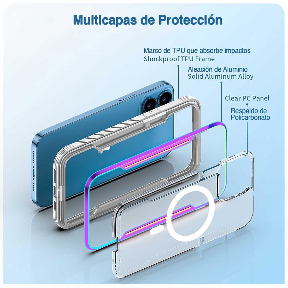 Foto 5 pulgar | Funda Tekku Metal Para Iphone 15 Pro Max Compatible Con Magsafe Tornasol