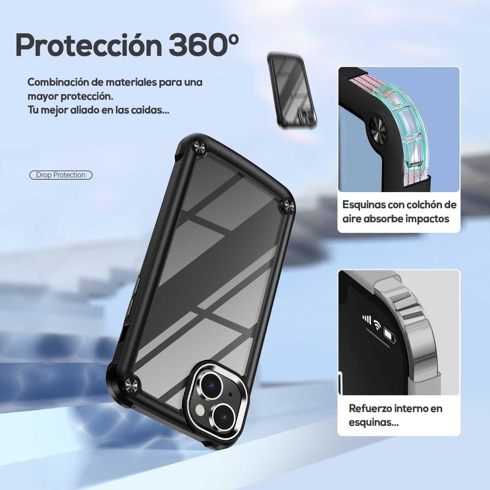 Foto 4 | Funda Tekku Shock Hardshell Para Iphone 15 Negra Transparente