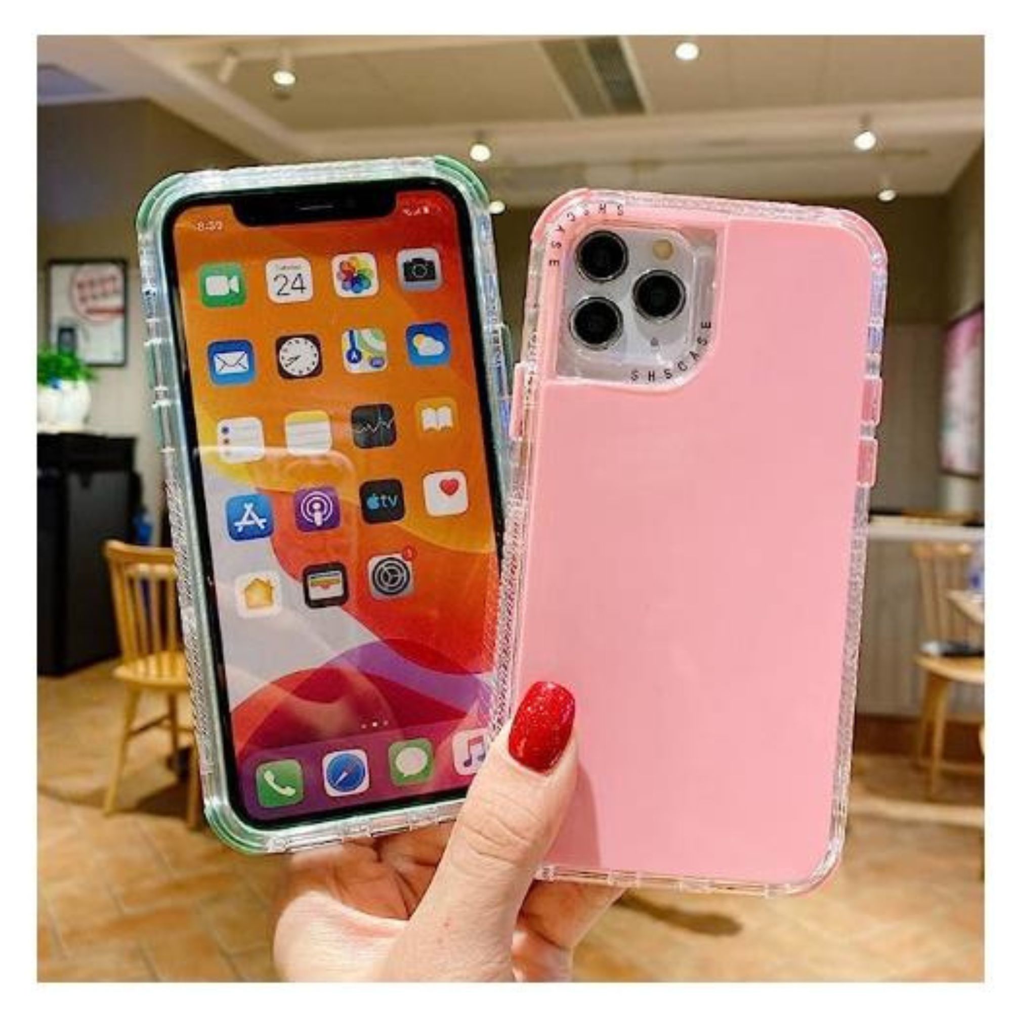 Foto 3 pulgar | Funda Uso Rudo Rainbow Paint Rosa para iPhone 15 Pro Max