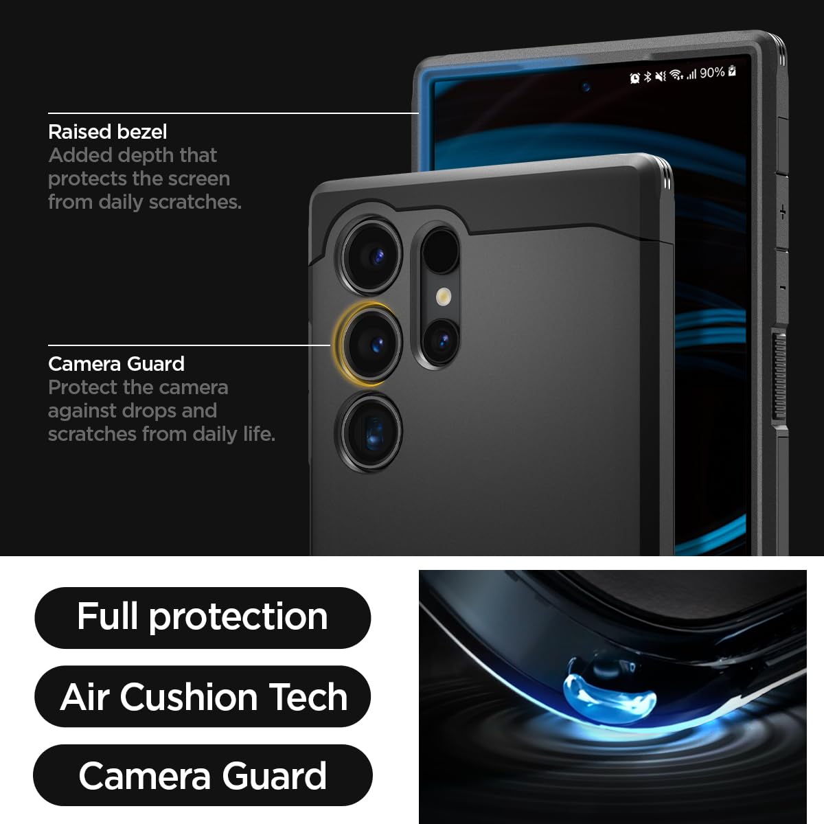 Foto 4 | Funda Spigen Tough Armor Para Galaxy S24 Ultra Con Soporte, Color Negro - Venta Internacional.