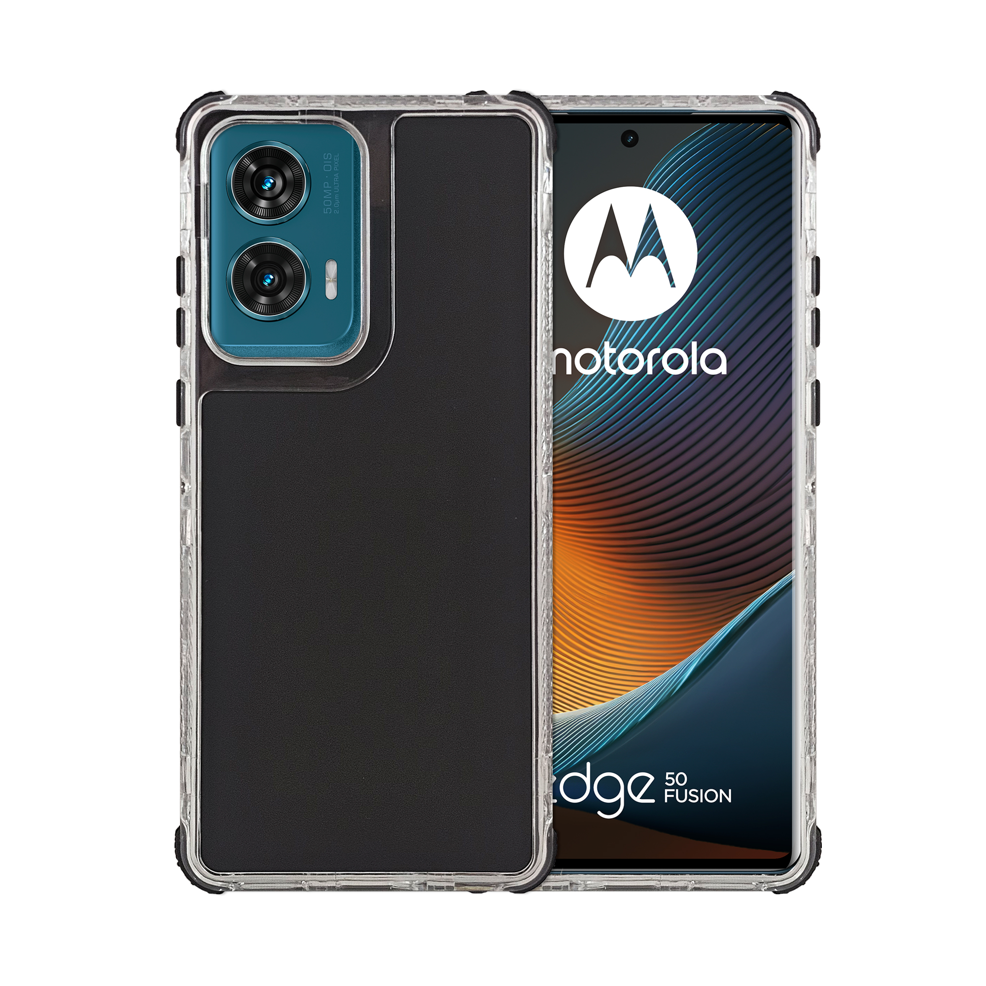 Funda 3 En 1 Rainbow 360 Negro Para Moto Edge 50 Fusion