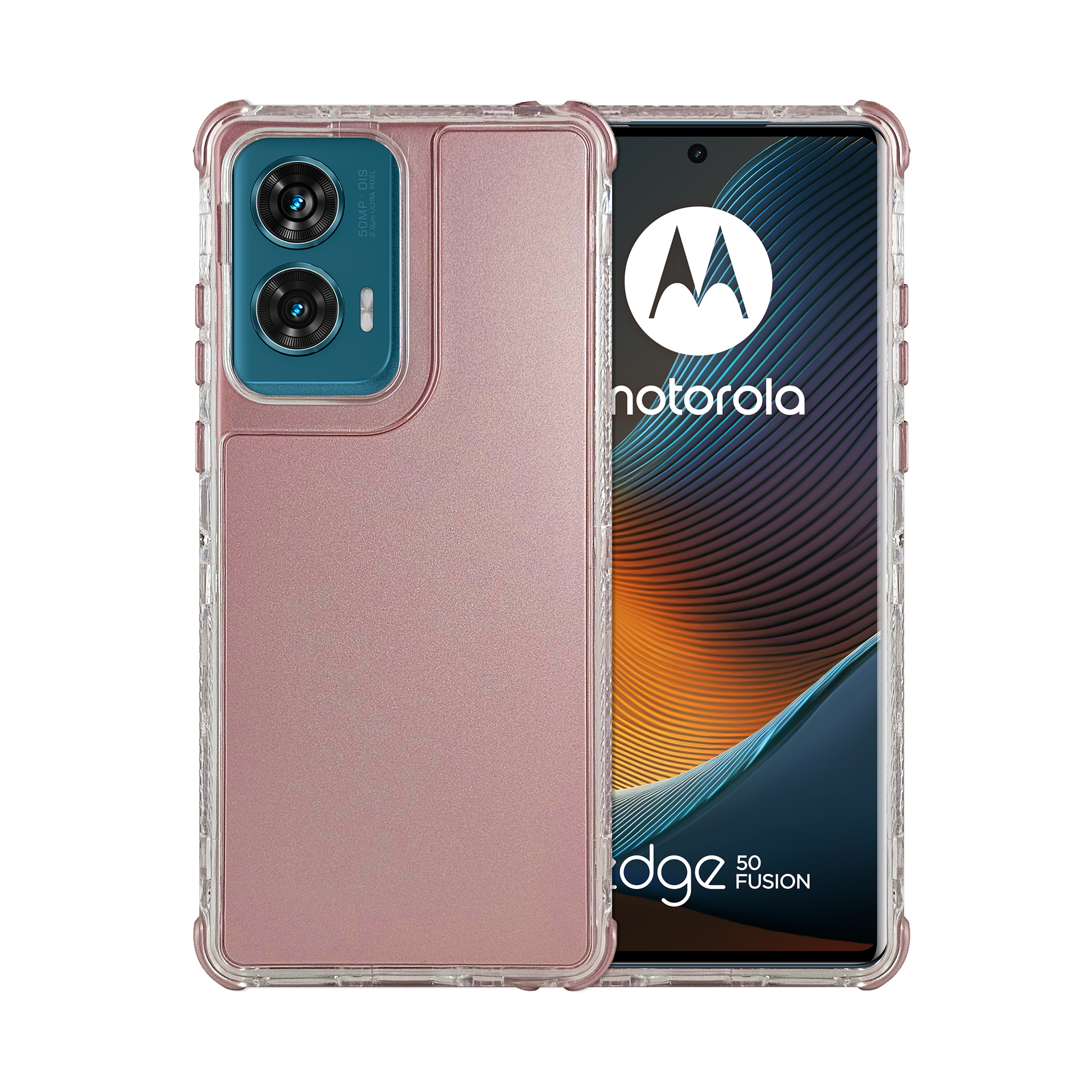Funda 3 En 1 Rainbow 360 Rosa Para Moto Edge 50 Fusion