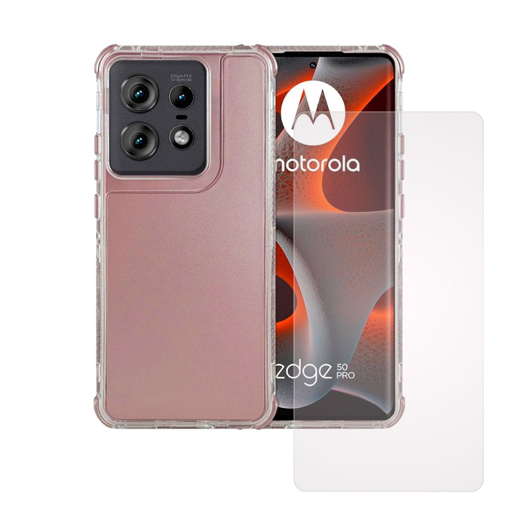 Foto 2 pulgar | Funda 3 En 1 Rainbow 360 Rosa Para Moto Edge 50 Pro + 1 Mica Hd