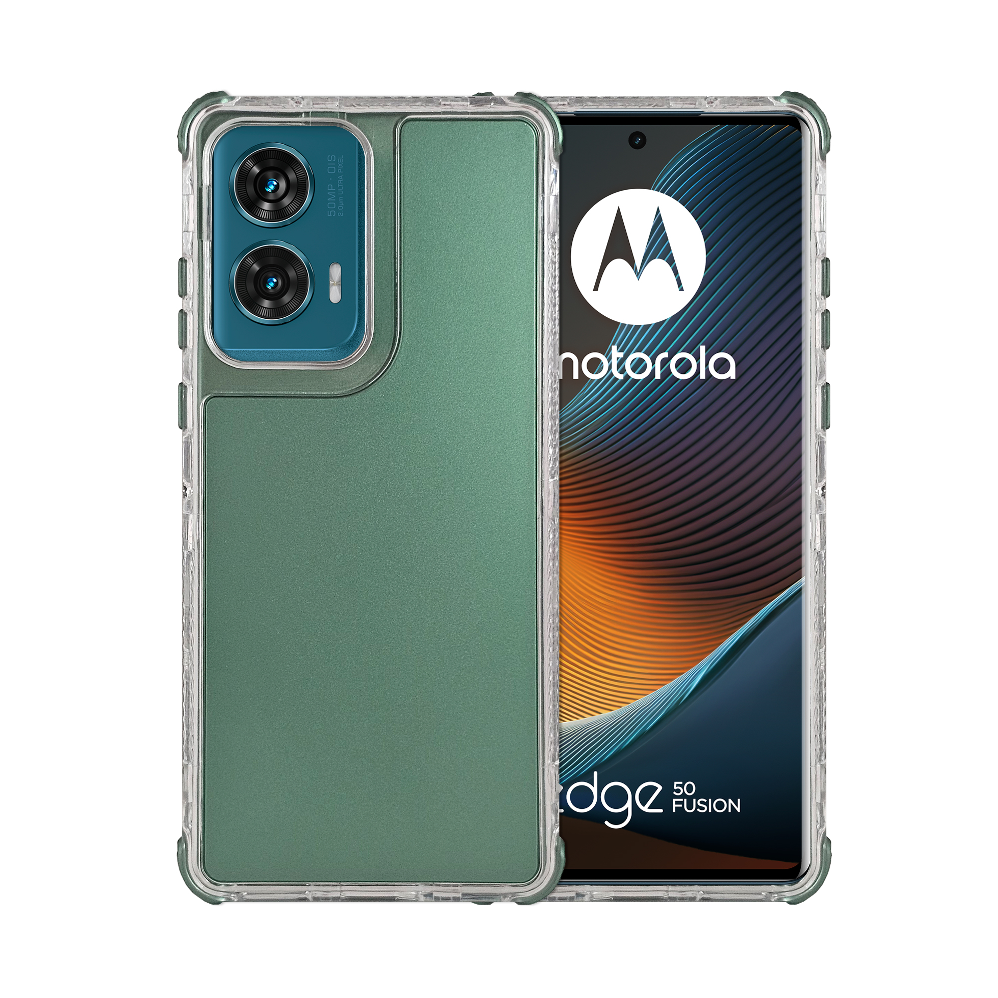 Funda 3 En 1 Rainbow 360 Verde Para Moto Edge 50 Fusion