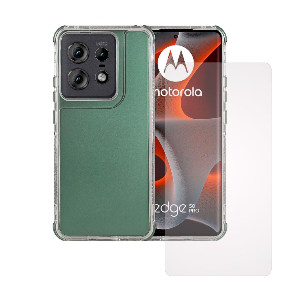 Foto 2 pulgar | Funda 3 En 1 Rainbow 360 Verde Para Moto Edge 50 Pro + 1 Mica Hd