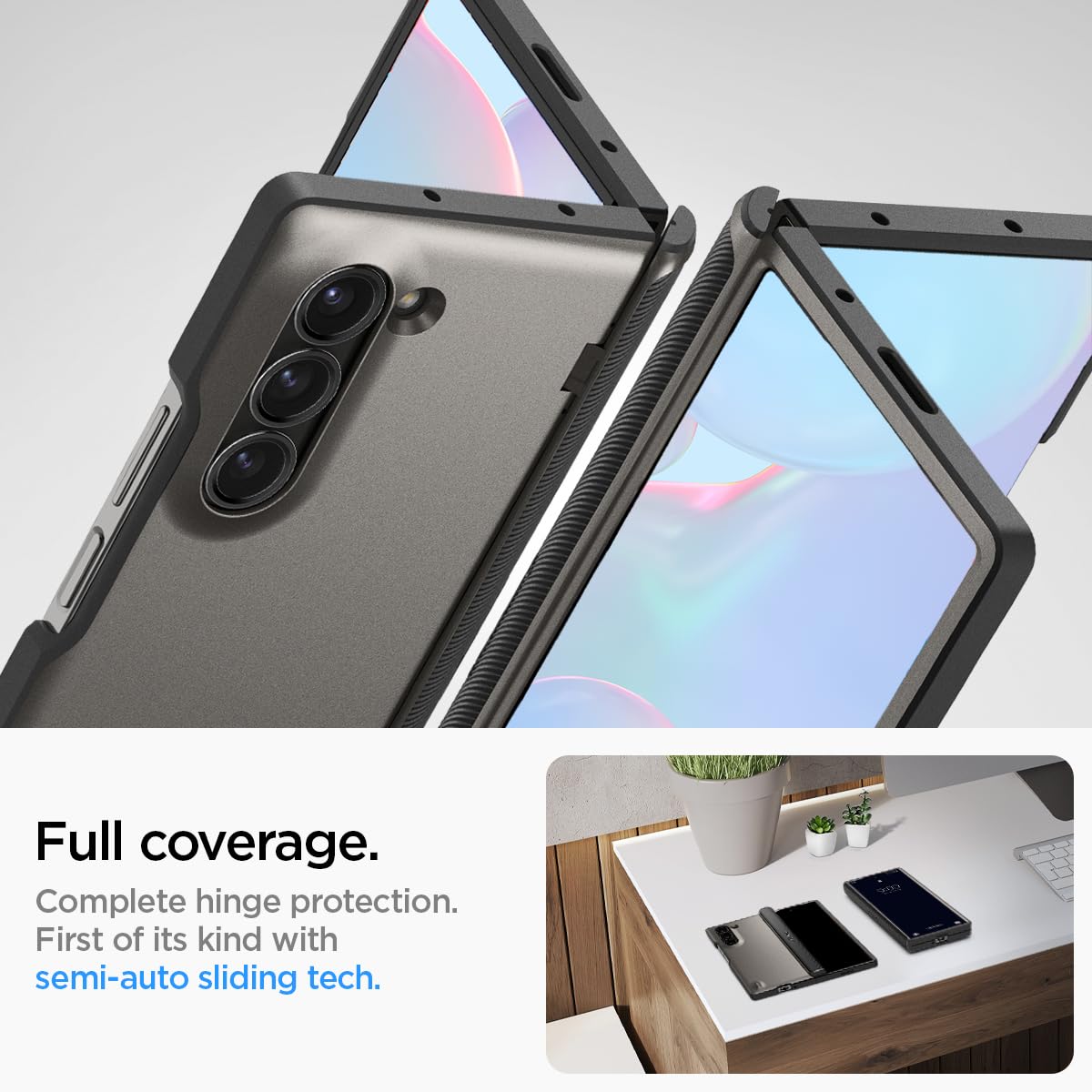 Foto 4 pulgar | Funda Spigen Slim Armor Pro Para Galaxy Z Fold 6 Gunmetal - Venta Internacional.