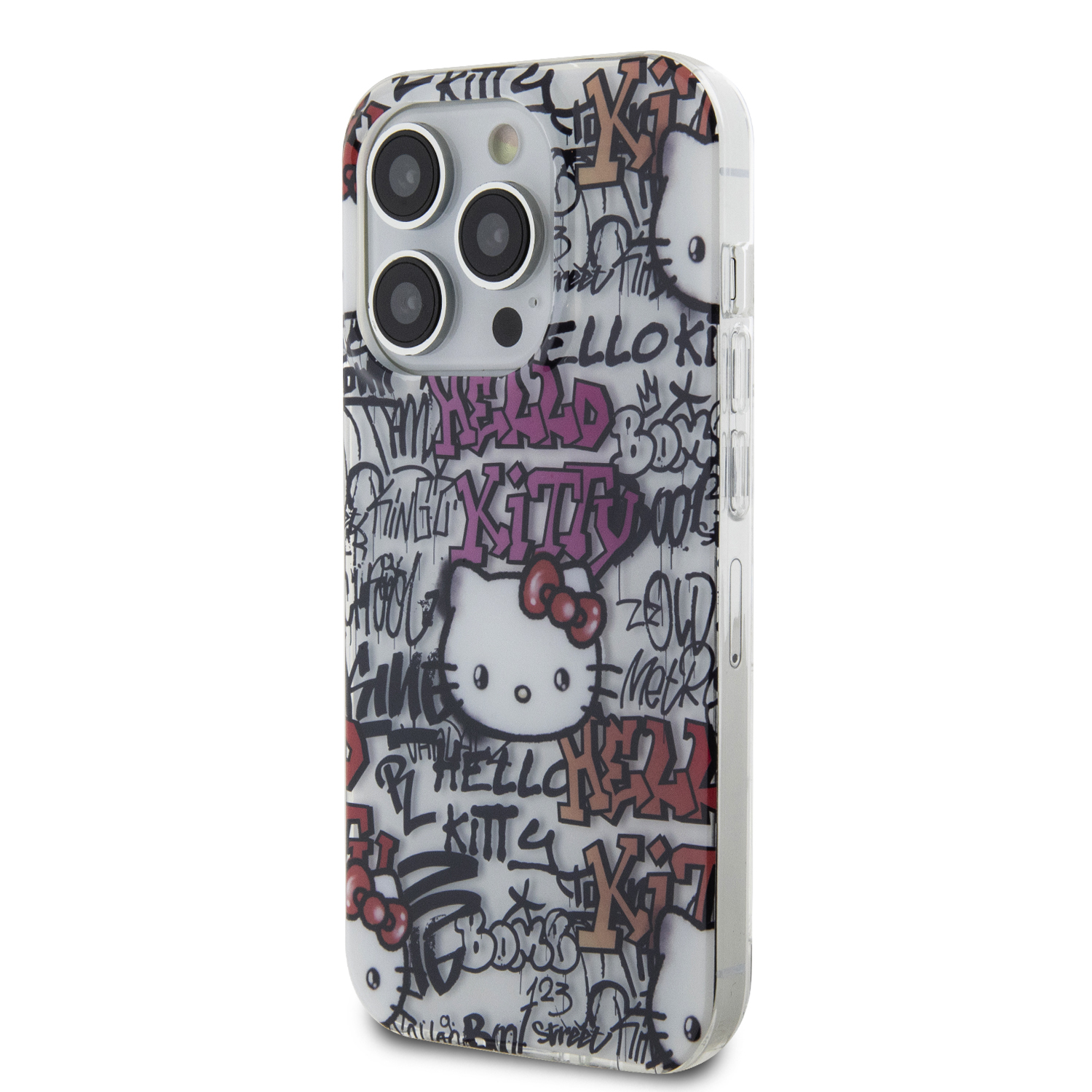 Foto 3 pulgar | Funda Hello Kitty Graffiti Para Iphone 15 Pro Max - Blanco
