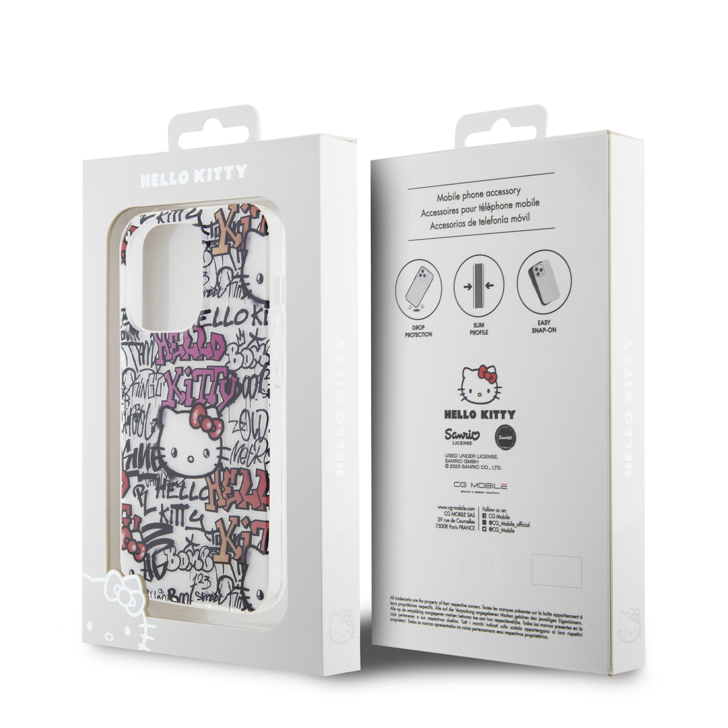 Foto 9 pulgar | Funda Hello Kitty Graffiti Para Iphone 15 Pro Max - Blanco