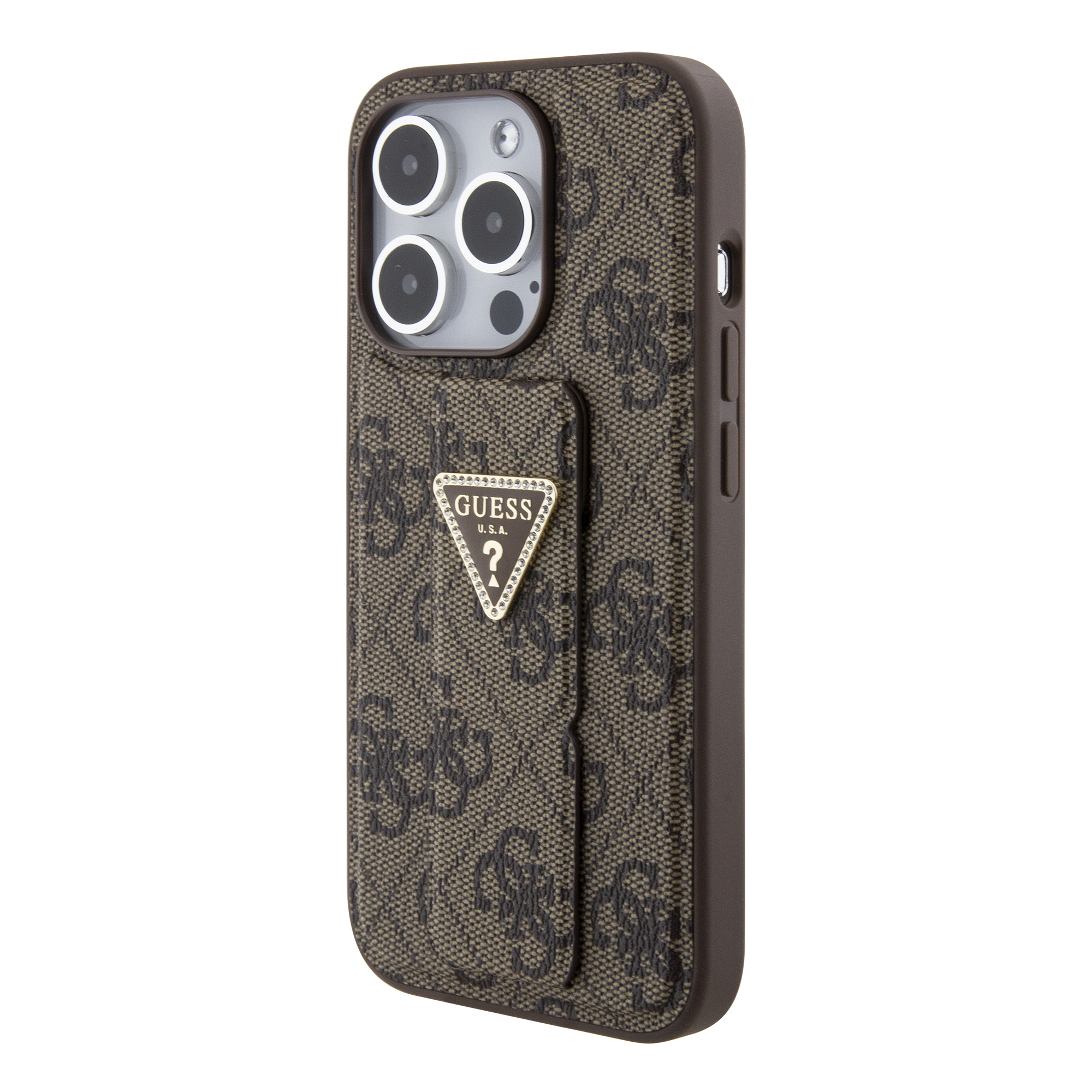 Foto 4 pulgar | Case Guess 4g Triángulo Para Iphone 15 Pro Max - Café