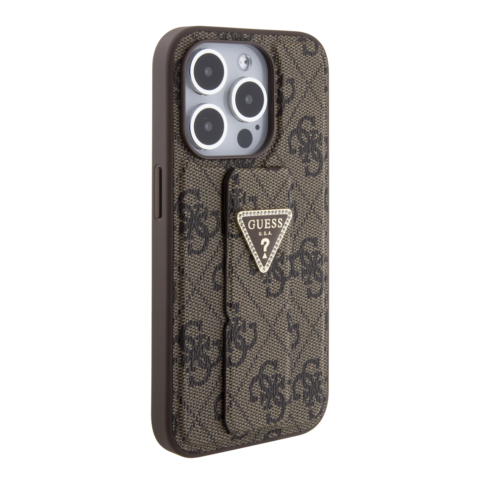 Foto 6 pulgar | Case Guess 4g Triángulo Para Iphone 15 Pro Max - Café