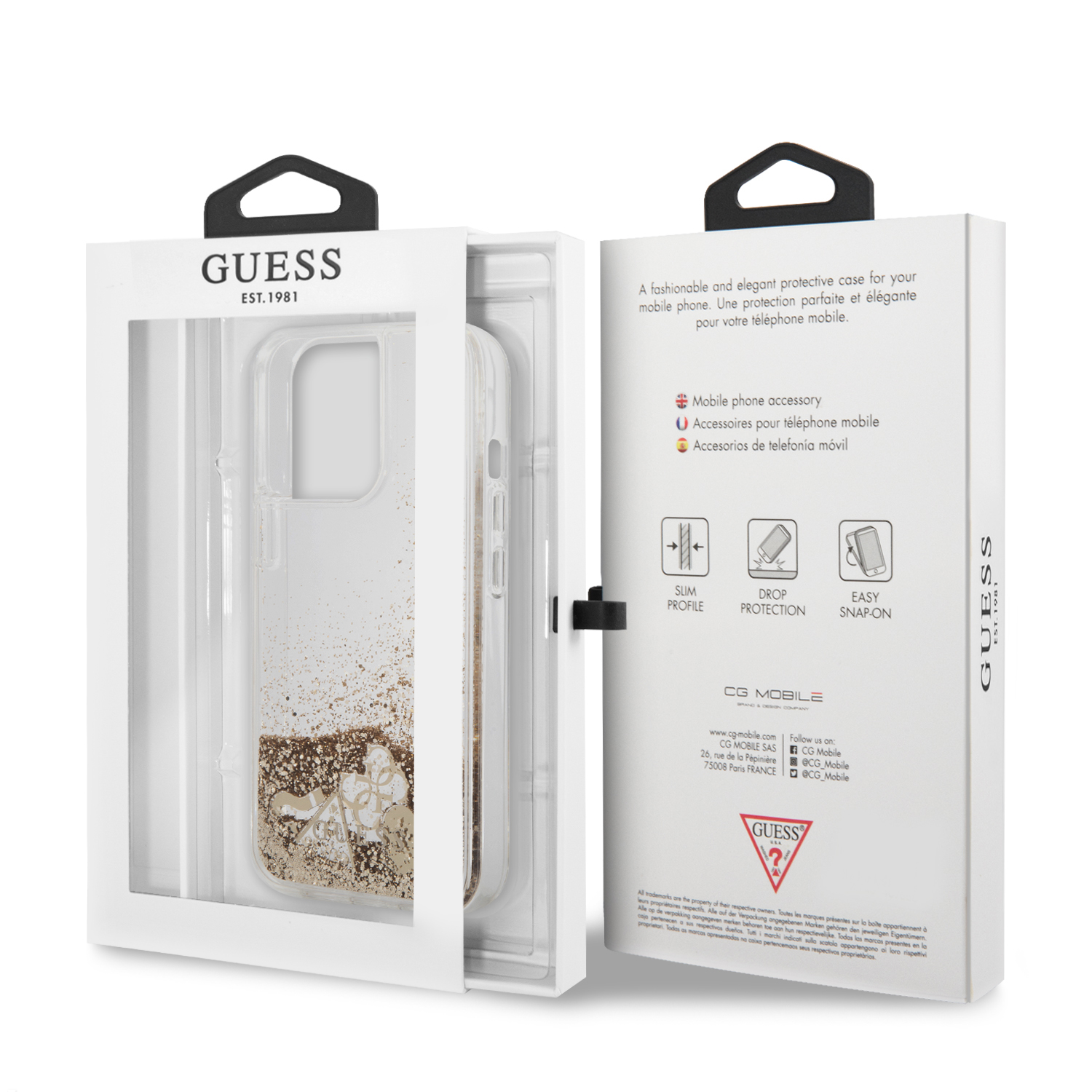 Foto 9 pulgar | Funda Guess Brillos Para Iphone 13 Pro - Dorado