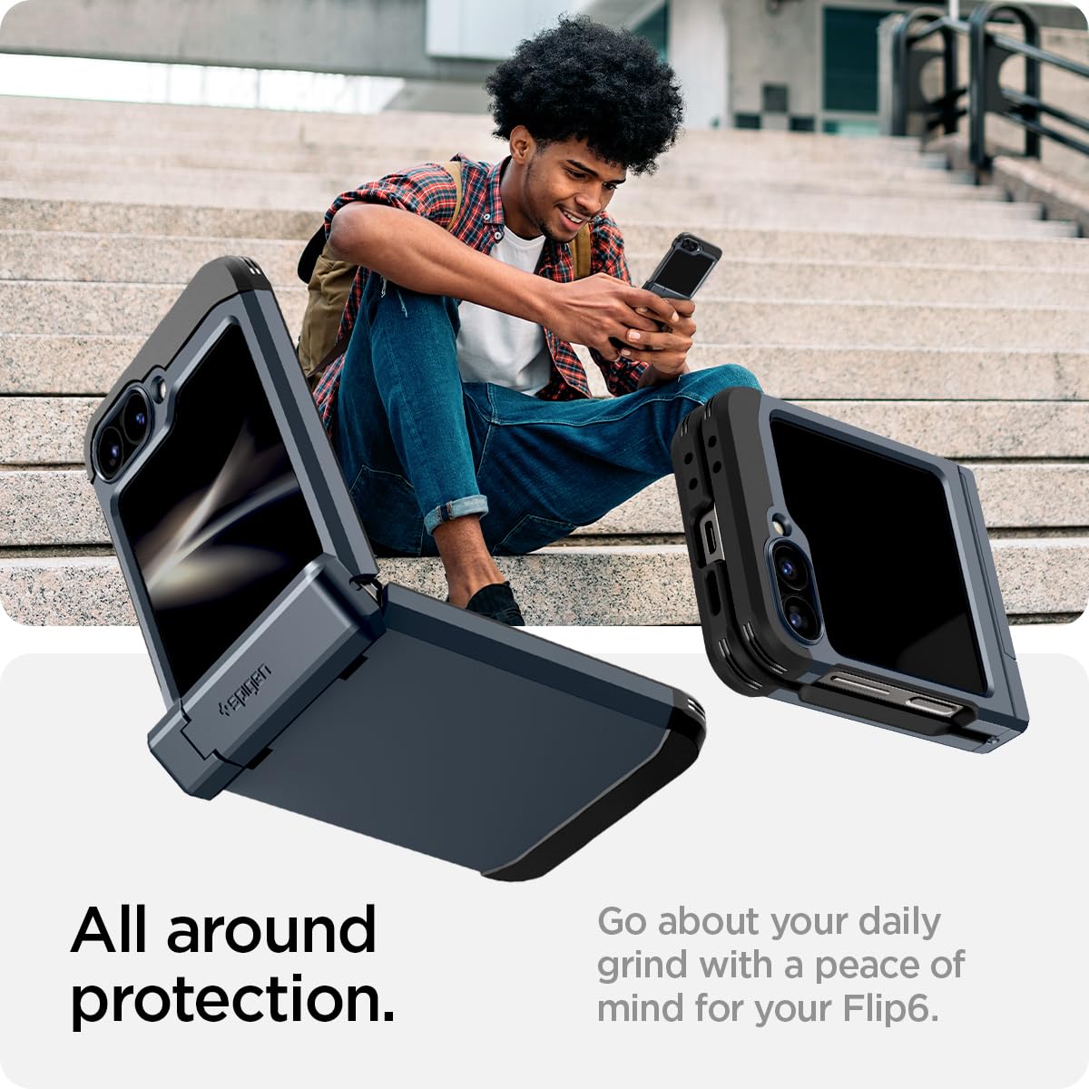 Foto 4 pulgar | Funda Spigen Tough Armor Pro Para Galaxy Z Flip 6 Con Soporte - Venta Internacional.