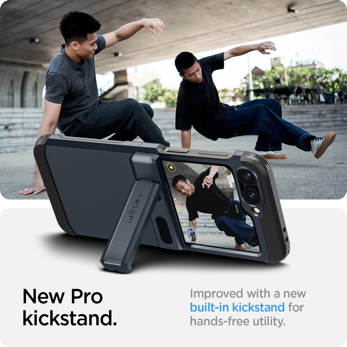 Foto 5 pulgar | Funda Spigen Tough Armor Pro Para Galaxy Z Flip 6 Con Soporte - Venta Internacional.