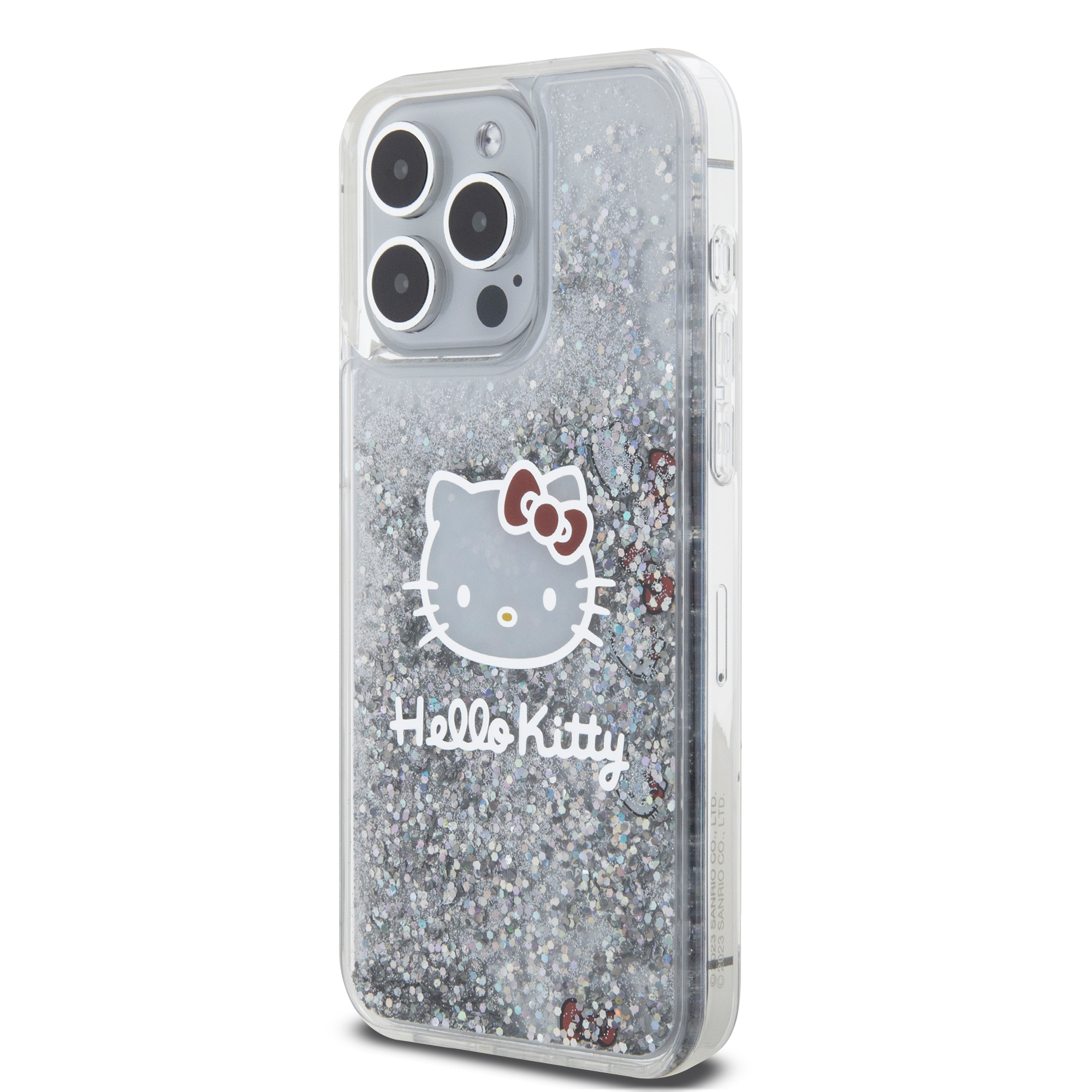 Foto 3 pulgar | Funda Hello Kitty Glitter Plata Para Iphone 15 Pro Max
