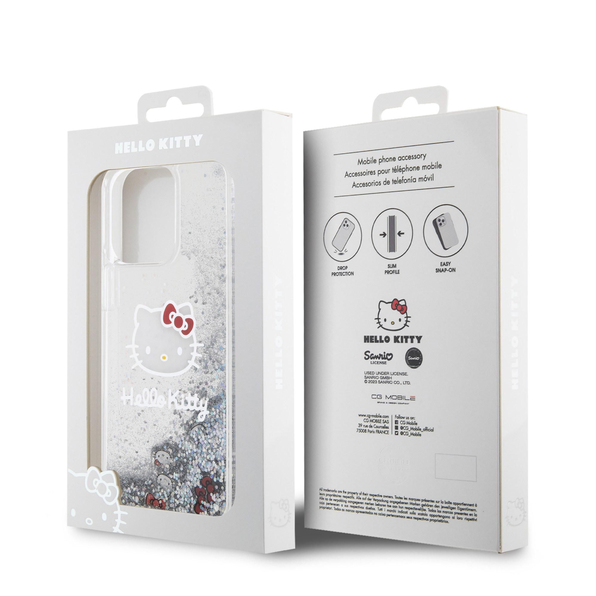 Foto 9 pulgar | Funda Hello Kitty Glitter Plata Para Iphone 15 Pro Max