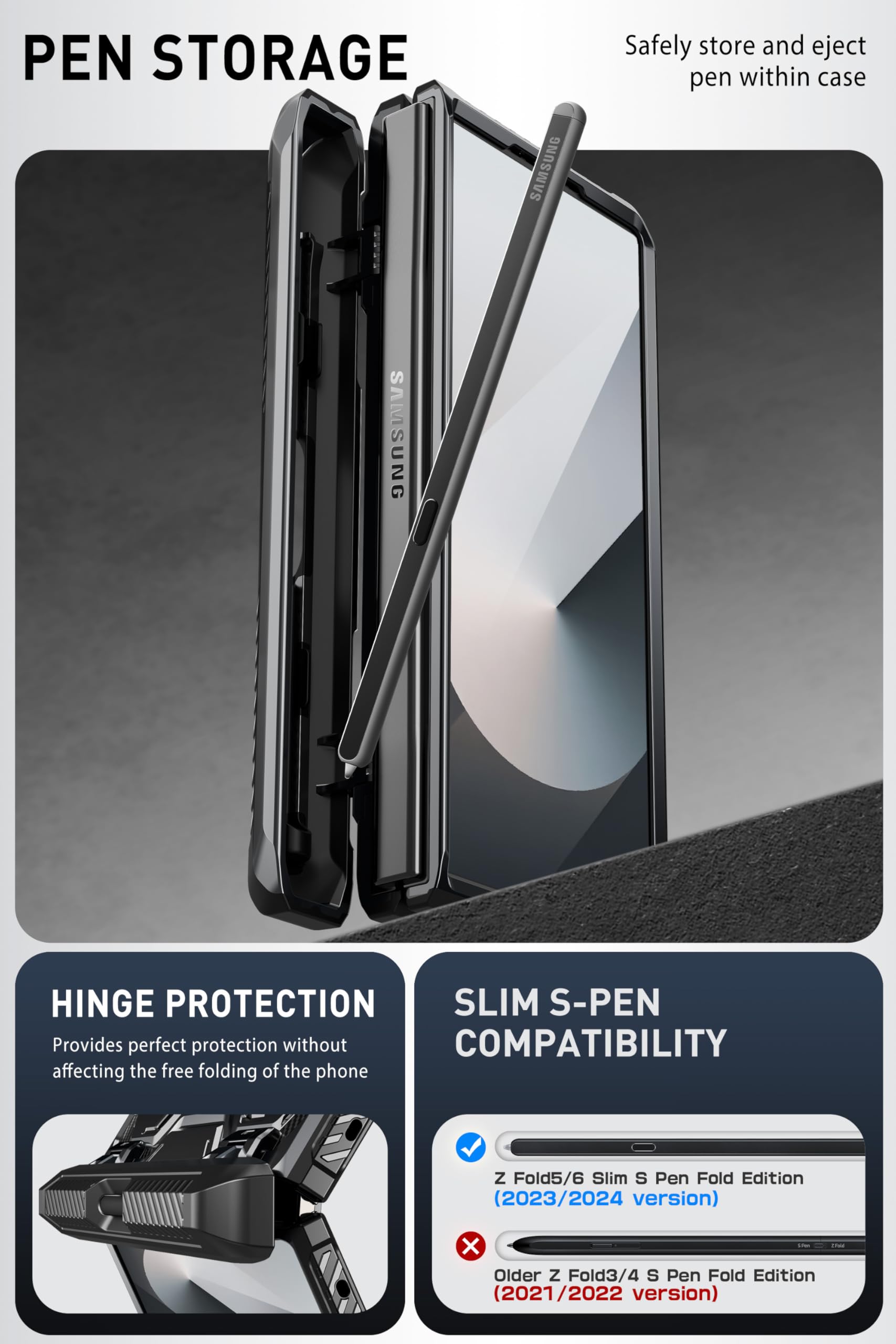 Foto 6 | Funda De Teléfono I-blason Armorbox Con Soporte Para Bolígrafos S Para Samsung Z Fold 6 - Venta Internacional.