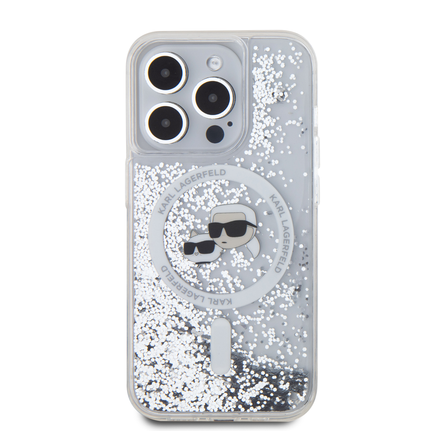 Foto 4 pulgar | Funda Karl Lagerfeld Glitter K&c Para iPhone 15 Pro