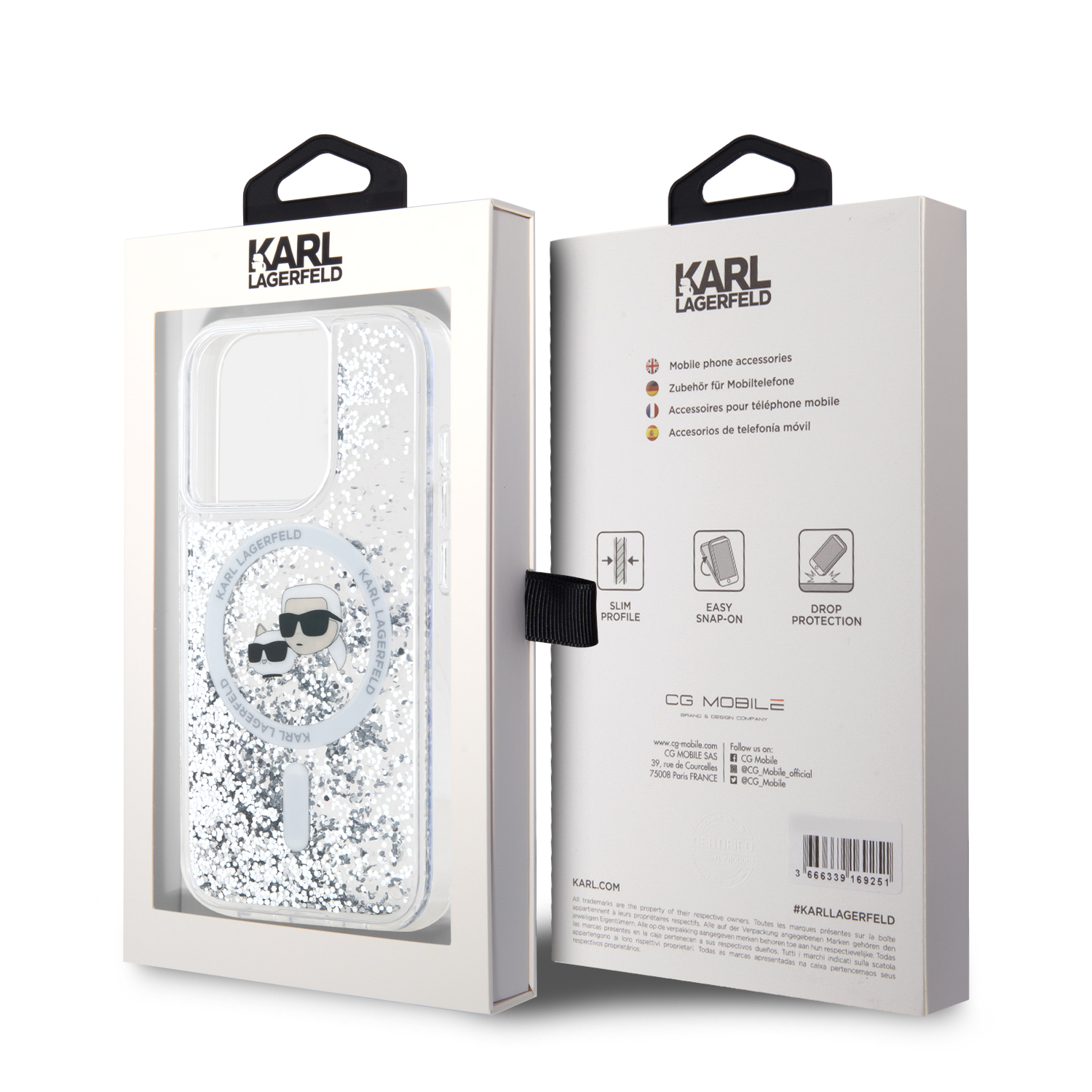 Foto 9 pulgar | Funda Karl Lagerfeld Glitter K&c Para iPhone 15 Pro
