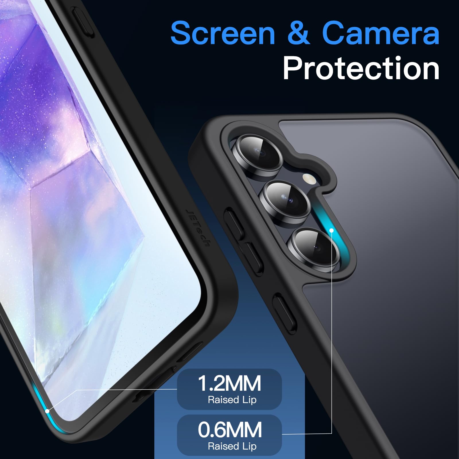 Foto 7 pulgar | Funda Jetech Matte para Samsung Galaxy A55 5g Negra - Venta Internacional