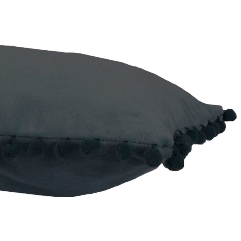 Foto 3 pulgar | Funda De Cojín Rectangular Negra Con Pompón De 50 X 30 Cm - Venta Internacional.
