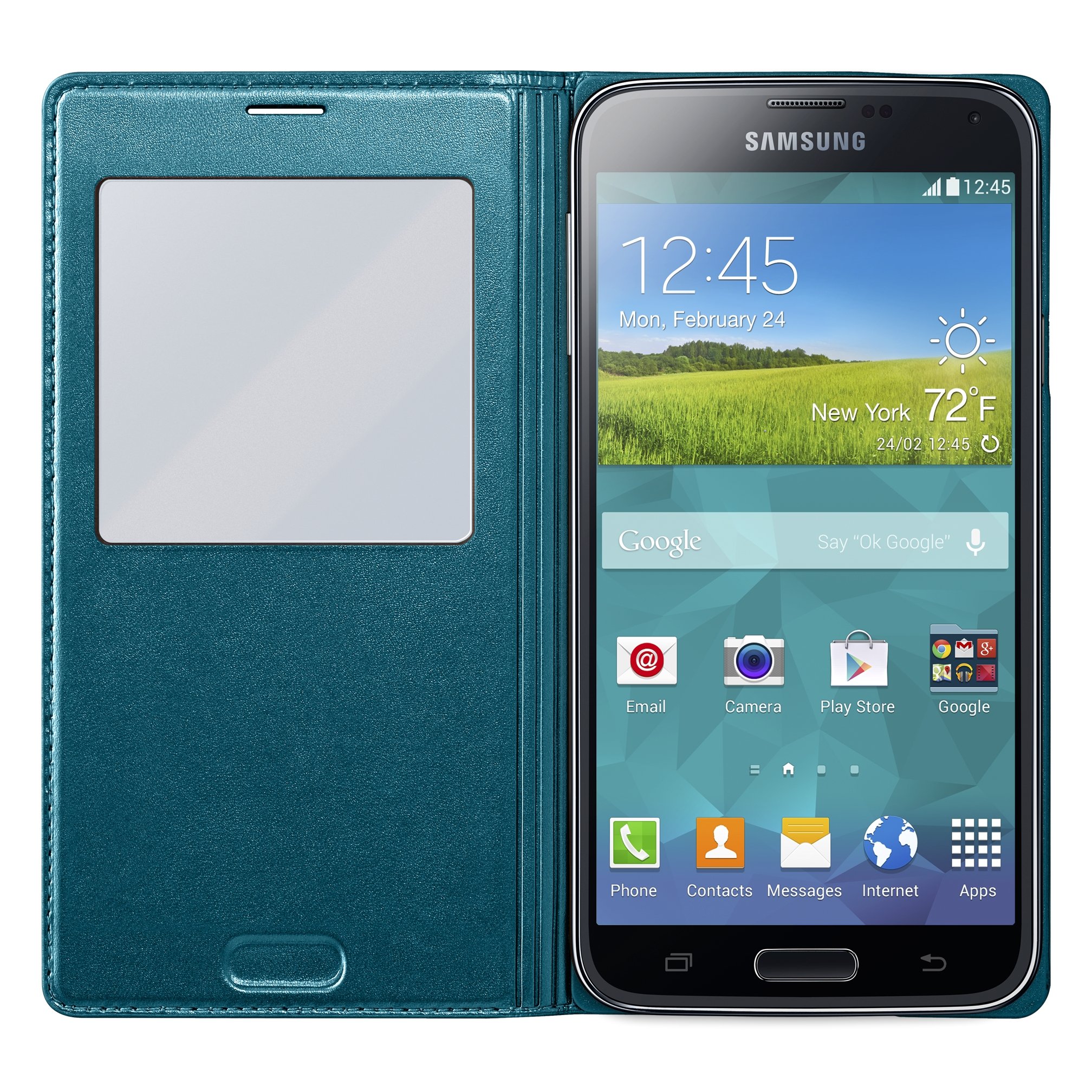 Foto 3 pulgar | Funda Con Tapa Para Samsung Galaxy S5 S View, Color Verde - Venta Internacional.