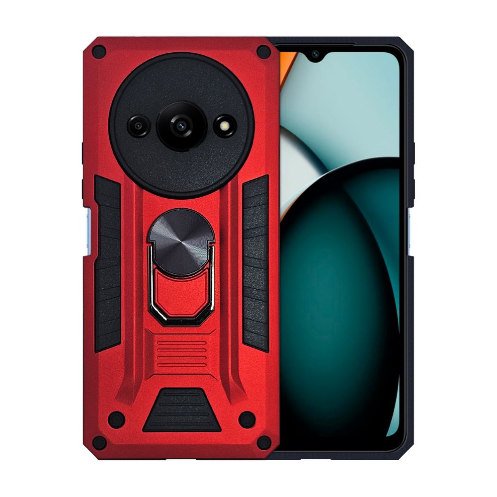 Foto 2 pulgar | Funda Uso Rudo con Anillo Metálico Giratorio 360° para Redmi A3 Rojo